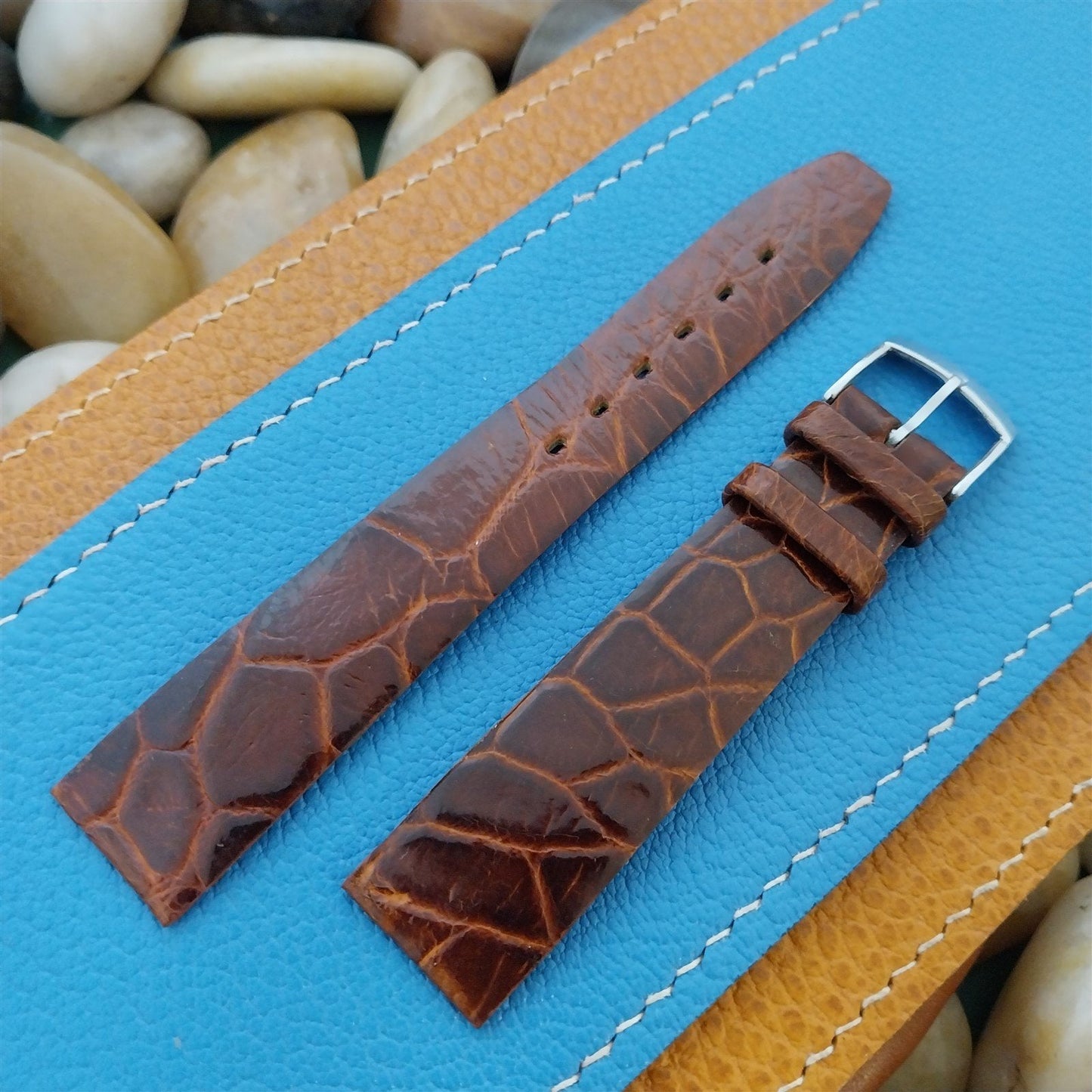 Vintage 17.8mm Alexander Brown Thin Alligator Unused Classic 1960s Watch Band