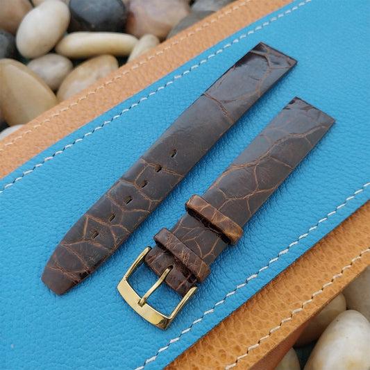 Vintage 5/8" Alexander Brown Thin Alligator Unused Classic 1960s Watch Band