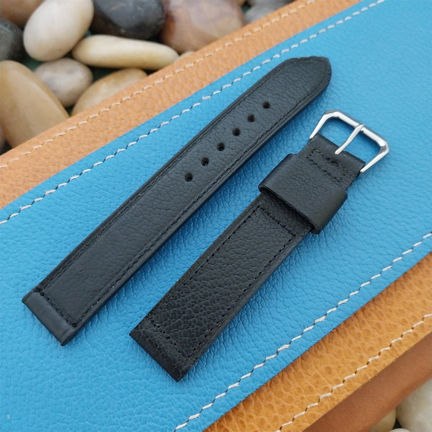 1960s Vintage 16mm Speidel Black Leather Single Keeper Unused Watch Band