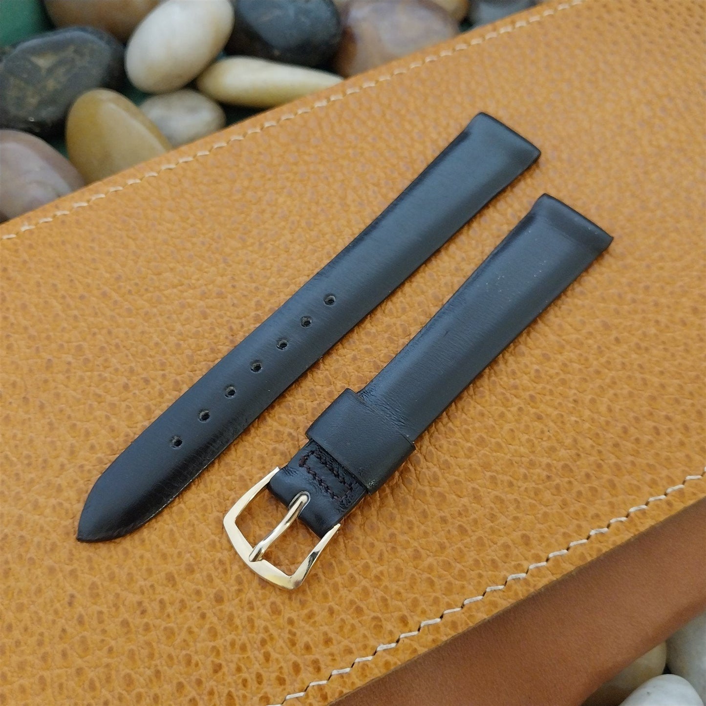 1960s Vintage 5/8" Speidel Brown Calf Leather Single Keeper Unused Watch Band