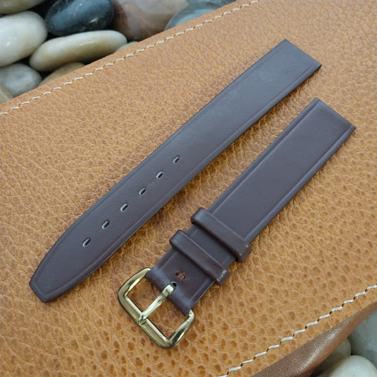 1960s 5/8" Brown Leather Classic Tapered Double-Keeper Unused Vintage Watch Band