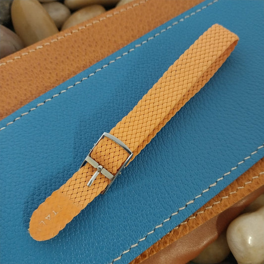 12mm Italian Braided Perlon Ladies Orange Single Pass 1960s Vintage Watch Band