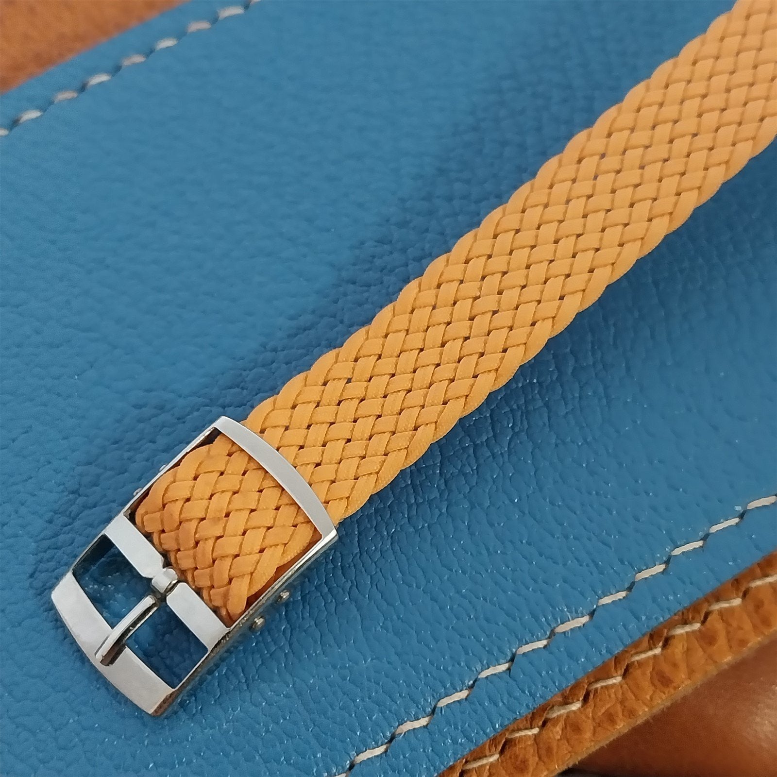 12mm Italian Braided Perlon Ladies Orange Single Pass 1960s Vintage Watch Band