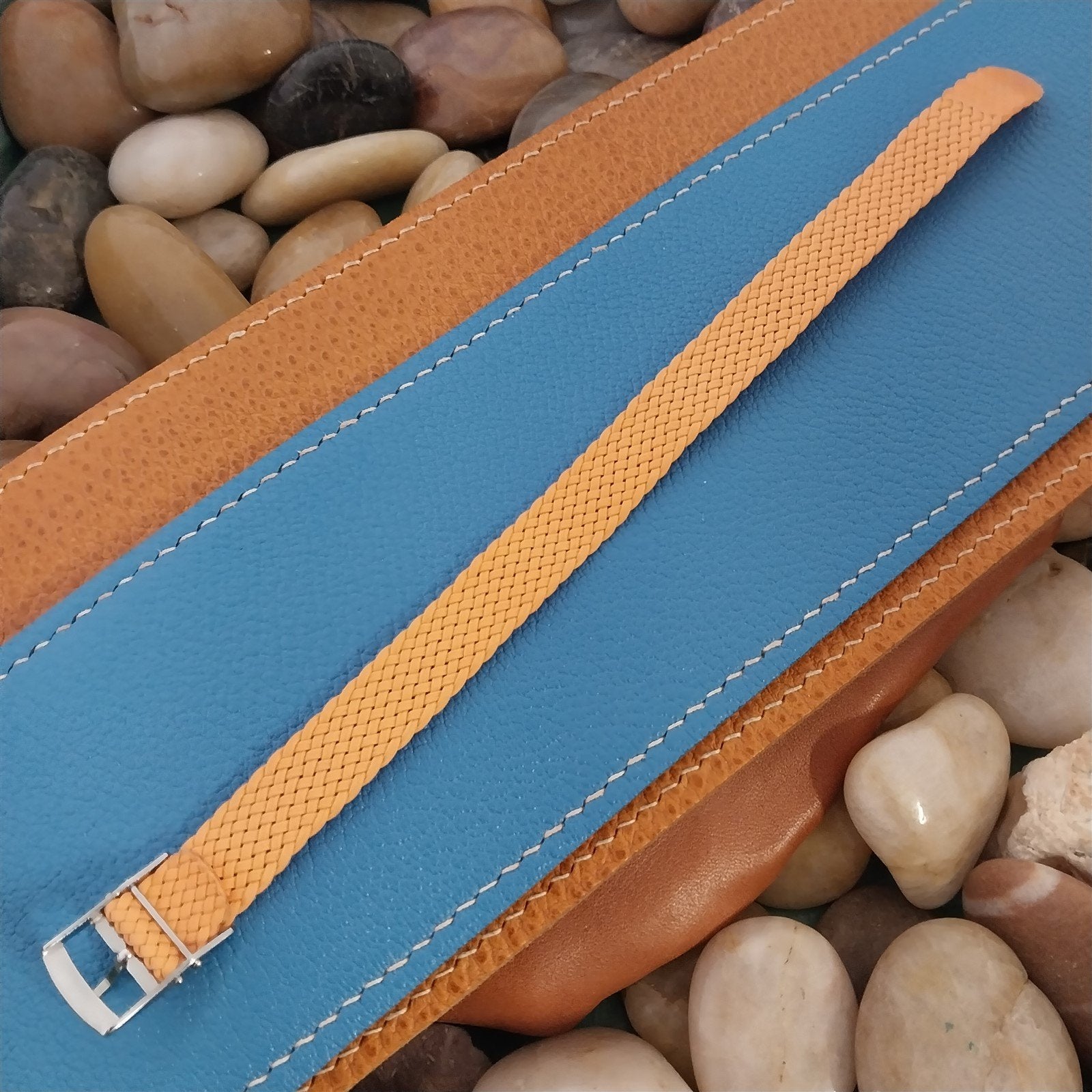 12mm Italian Braided Perlon Ladies Orange Single Pass 1960s Vintage Watch Band