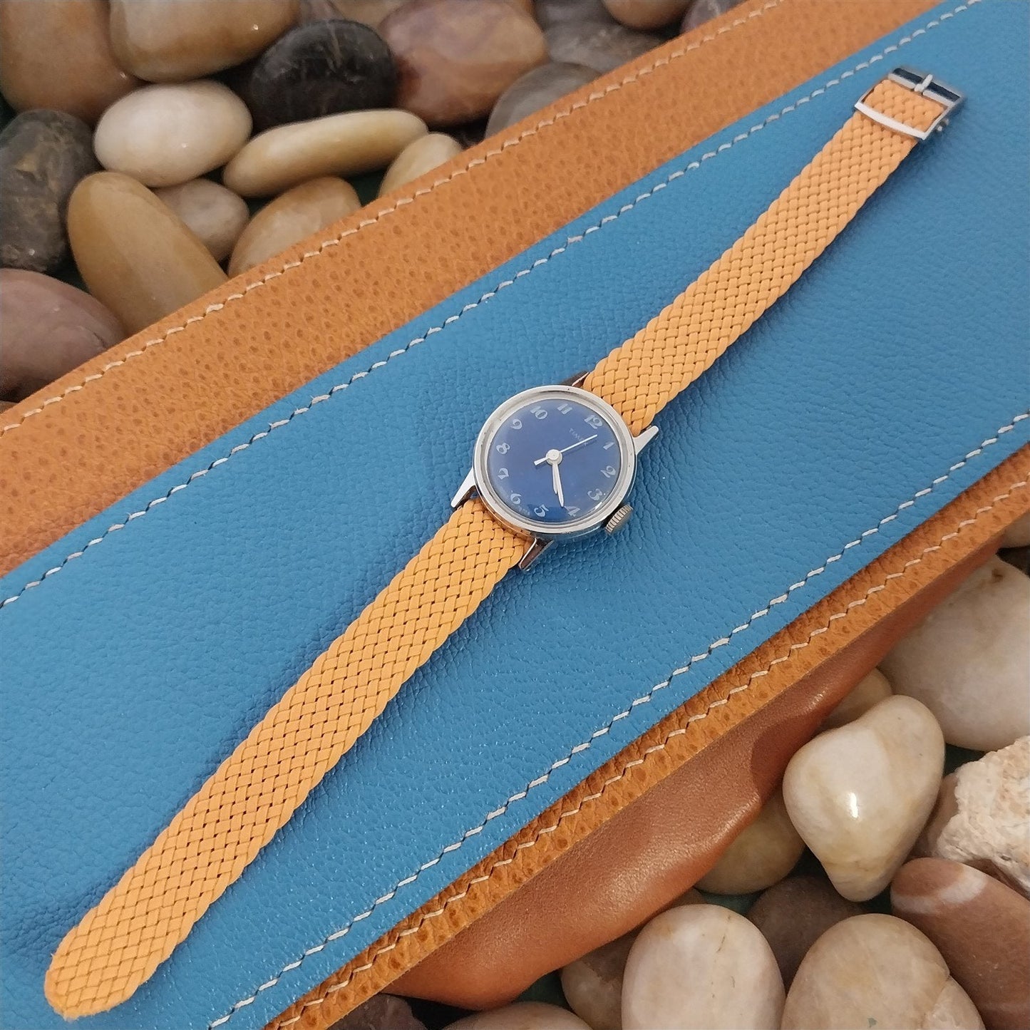 12mm Italian Braided Perlon Ladies Orange Single Pass 1960s Vintage Watch Band