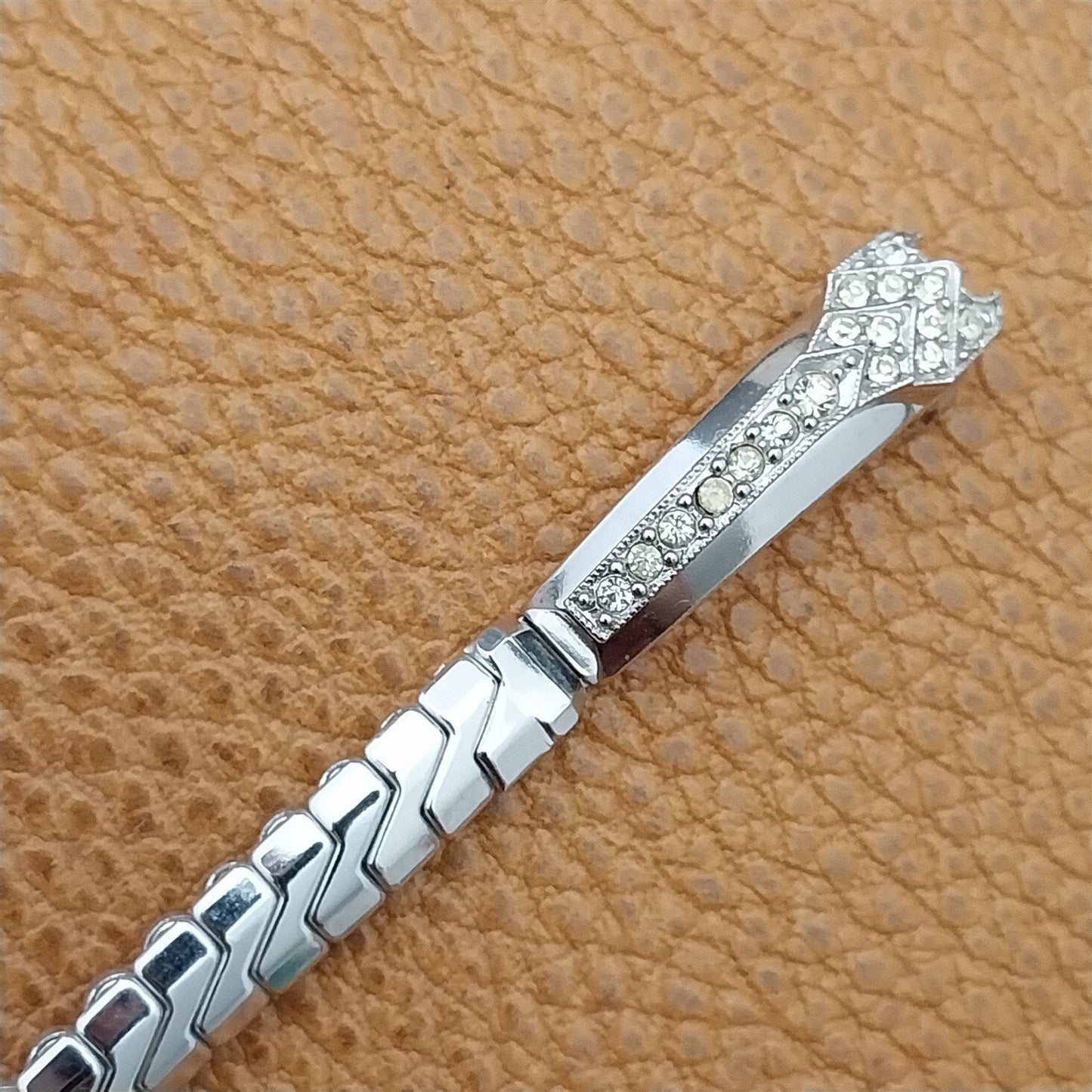 1950s nos Unused Ladies White Gold-Filled Rhinestone Cocktail Vintage Watch Band