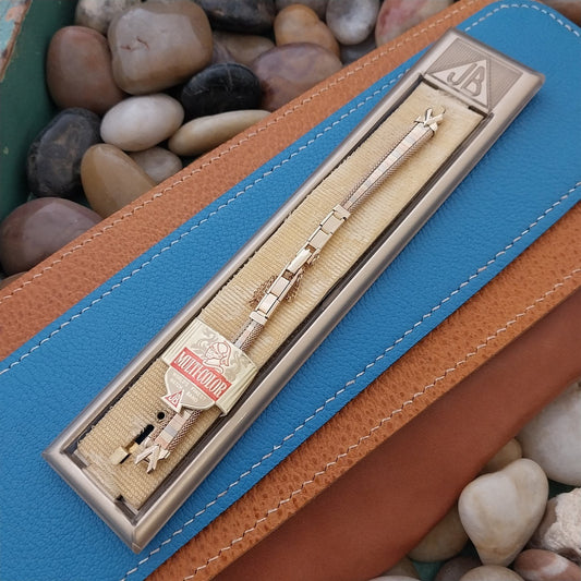 Multi Color Yellow Rose White Gold filled Unused Ladies 1960s Vintage Watch Band