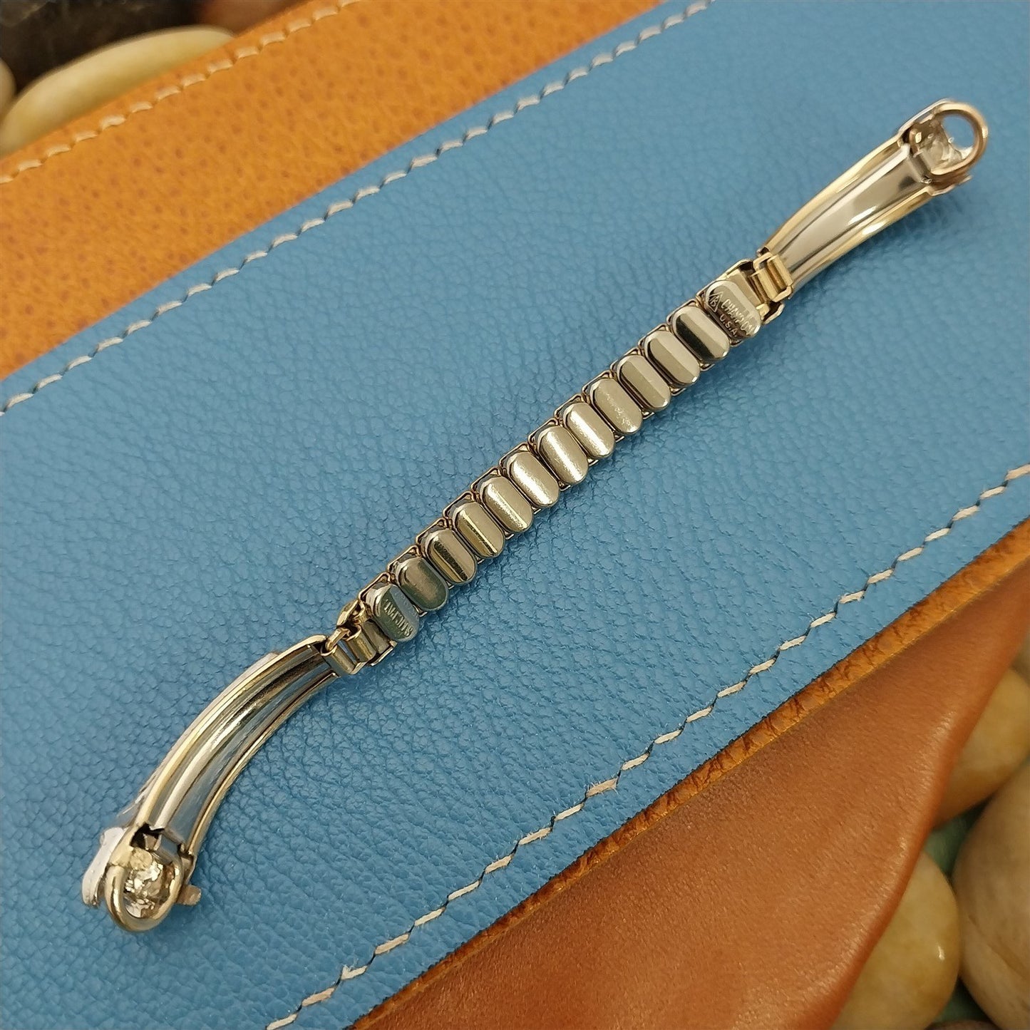 1950s Unused Ladies Yellow Gold-Filled Rhinestone Cocktail Vintage Watch Band