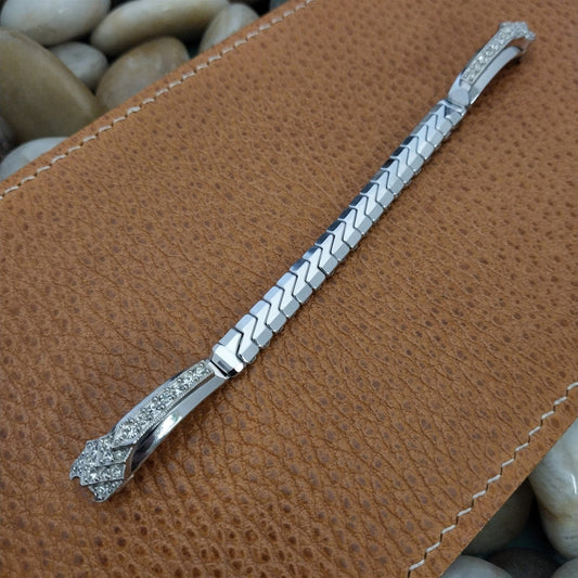 1950s Unused Ladies White Gold-Filled Rhinestone Cocktail Vintage Watch Band