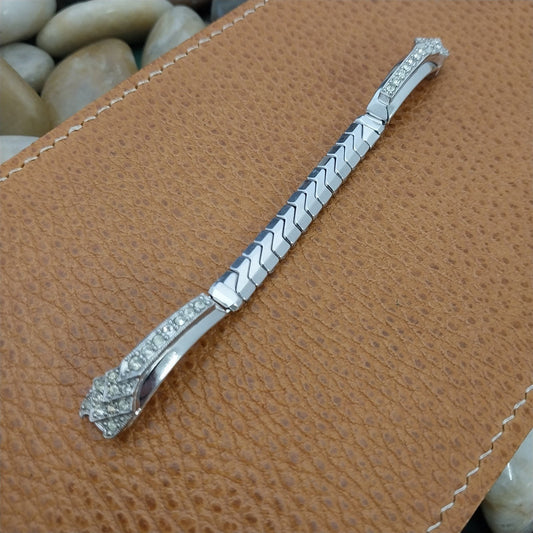 1950s Unused Ladies White Gold-Filled Rhinestone Cocktail Vintage Watch Band