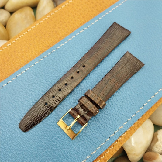 5/8" Hirsch Thin Unpadded Brown Genuine Lizard nos Unused Vintage Watch Band