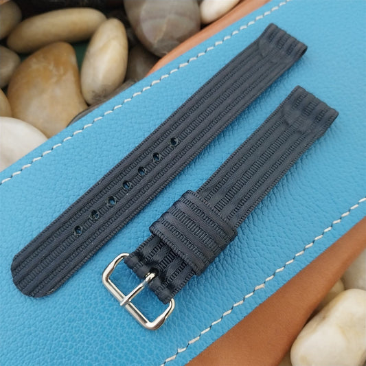 Vintage Navy Blue 1950s Gemex 15mm Ribbed Nylon Two Piece Unused Watch Band