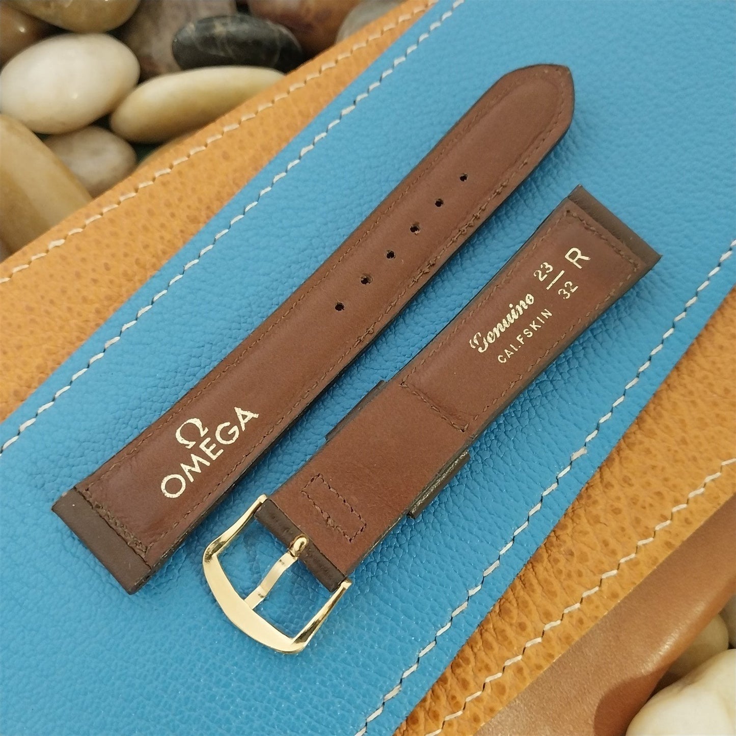 Vintage Omega 18mm Brown Calf Leather Classic Unused 1970s Watch Band