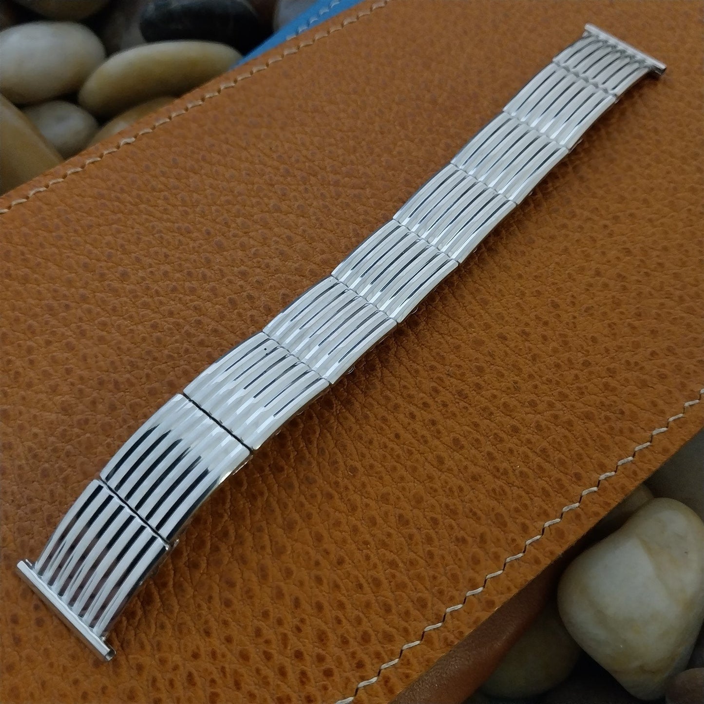 1955 10k White Gold-Filled Speidel In The Groove 6" Vintage Watch Band