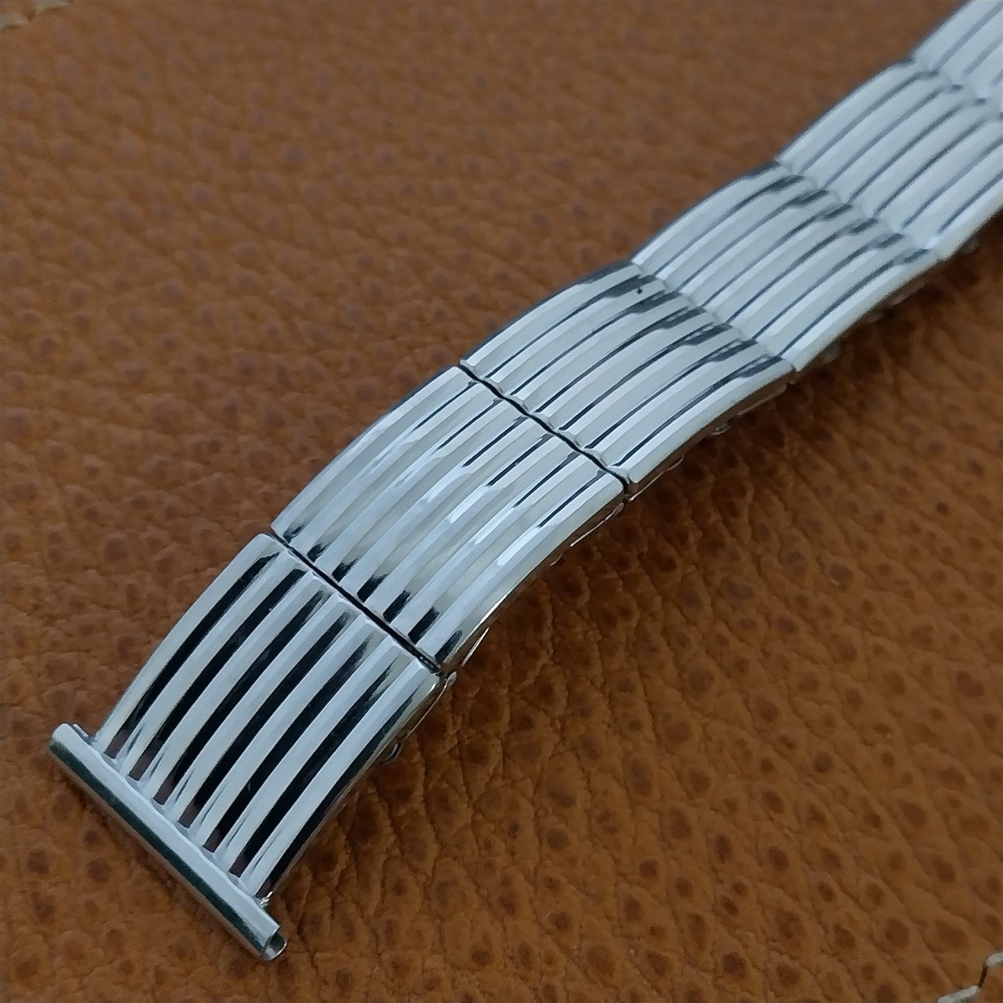 1955 10k White Gold-Filled Speidel In The Groove 6" Vintage Watch Band