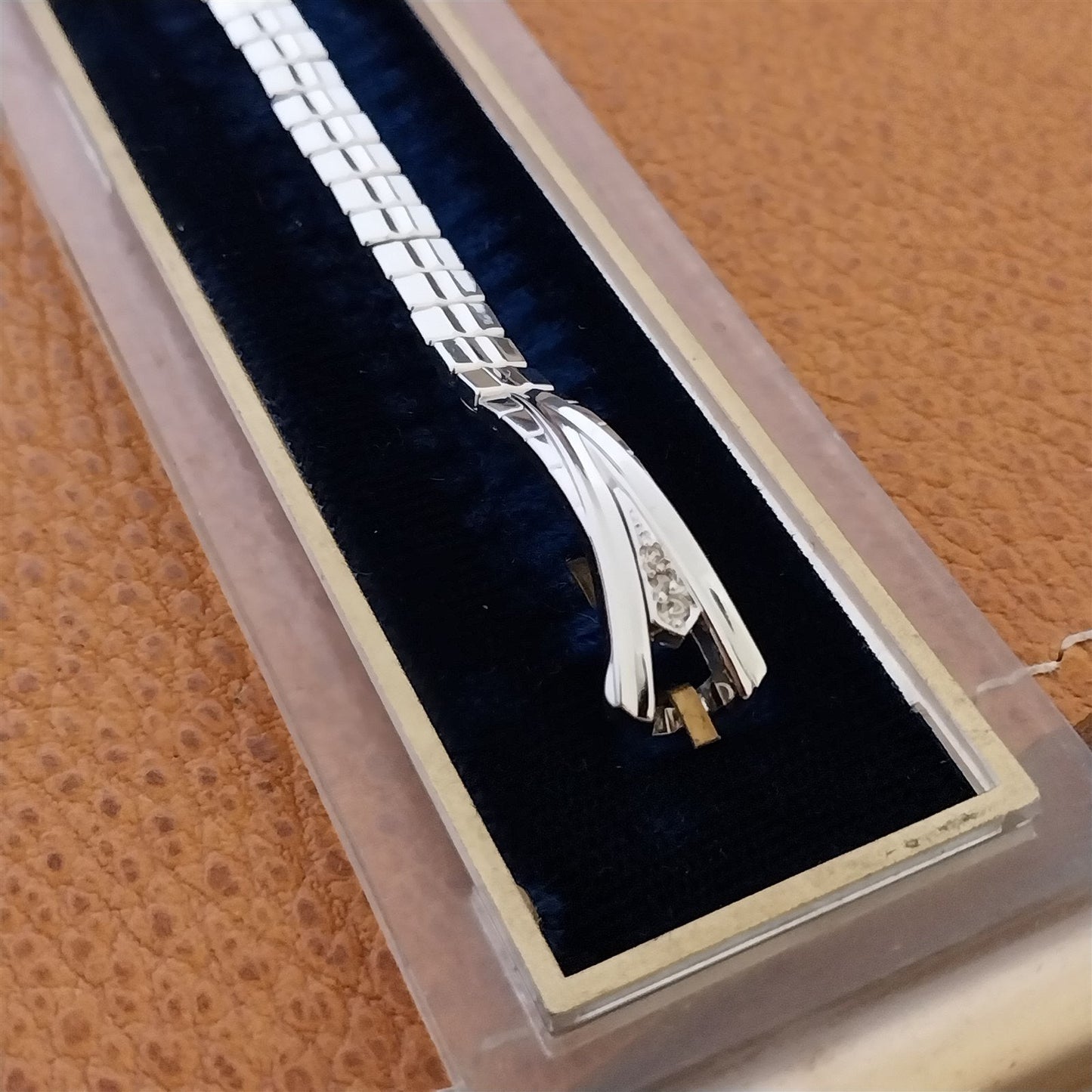 Ladies White Gold-Filled Diamond Adorna 1950s Unused Vintage Watch Band