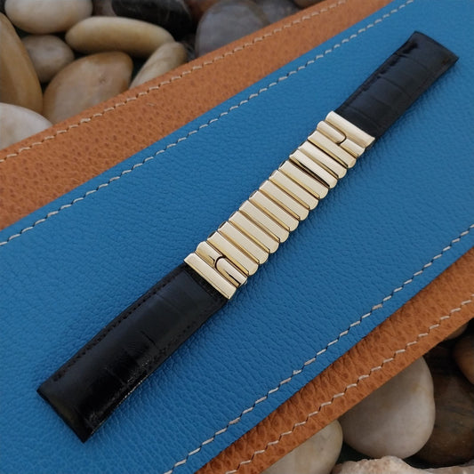 Vintage 1950s Kestenmade 16mm Alligator & Gold Fill Expansion Classic Watch Band