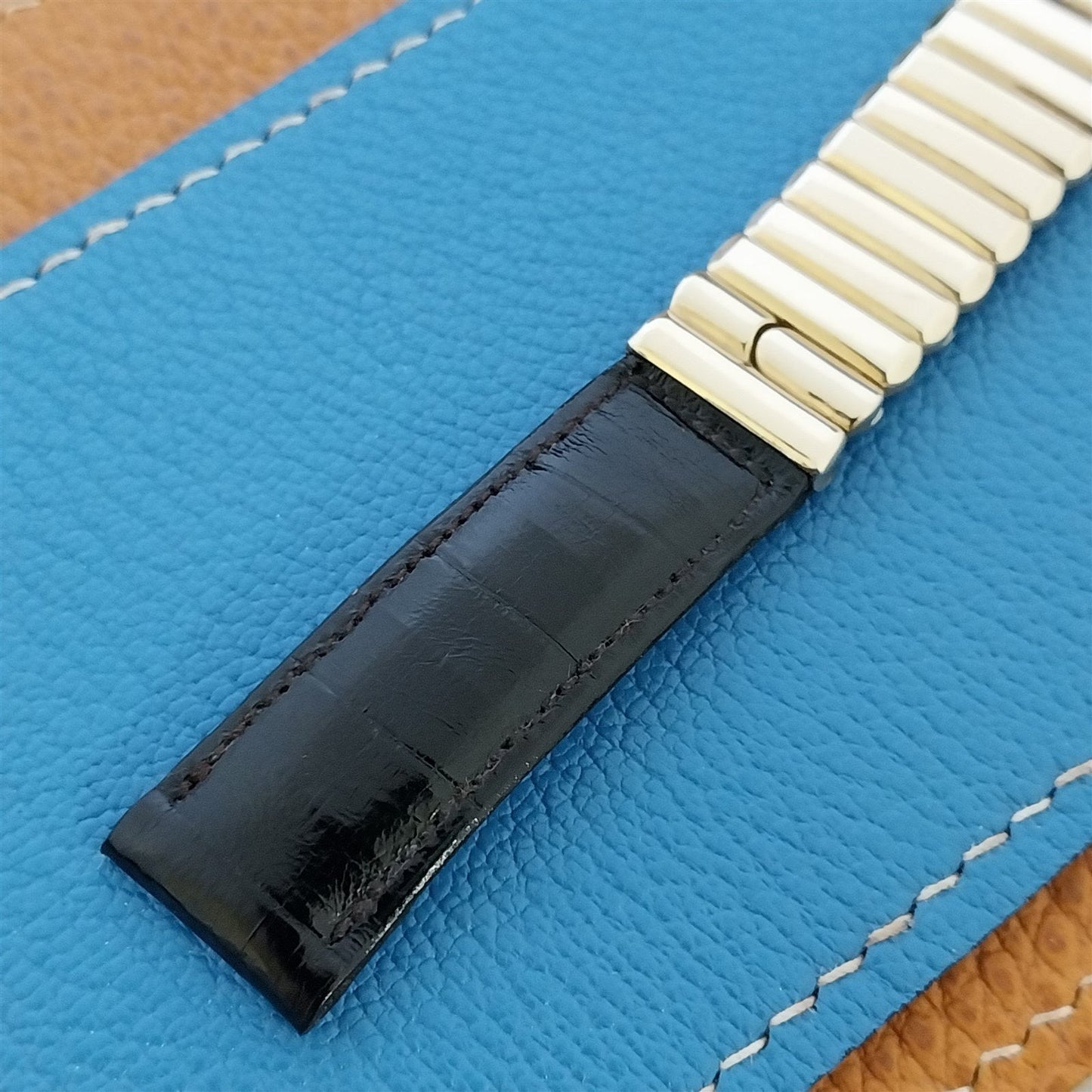 Vintage 1950s Kestenmade 16mm Alligator & Gold Fill Expansion Classic Watch Band