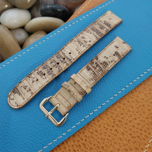 5/8" 1940s Natural Lizard Strap with Gold Tone Buckle nos Vintage Watch Band