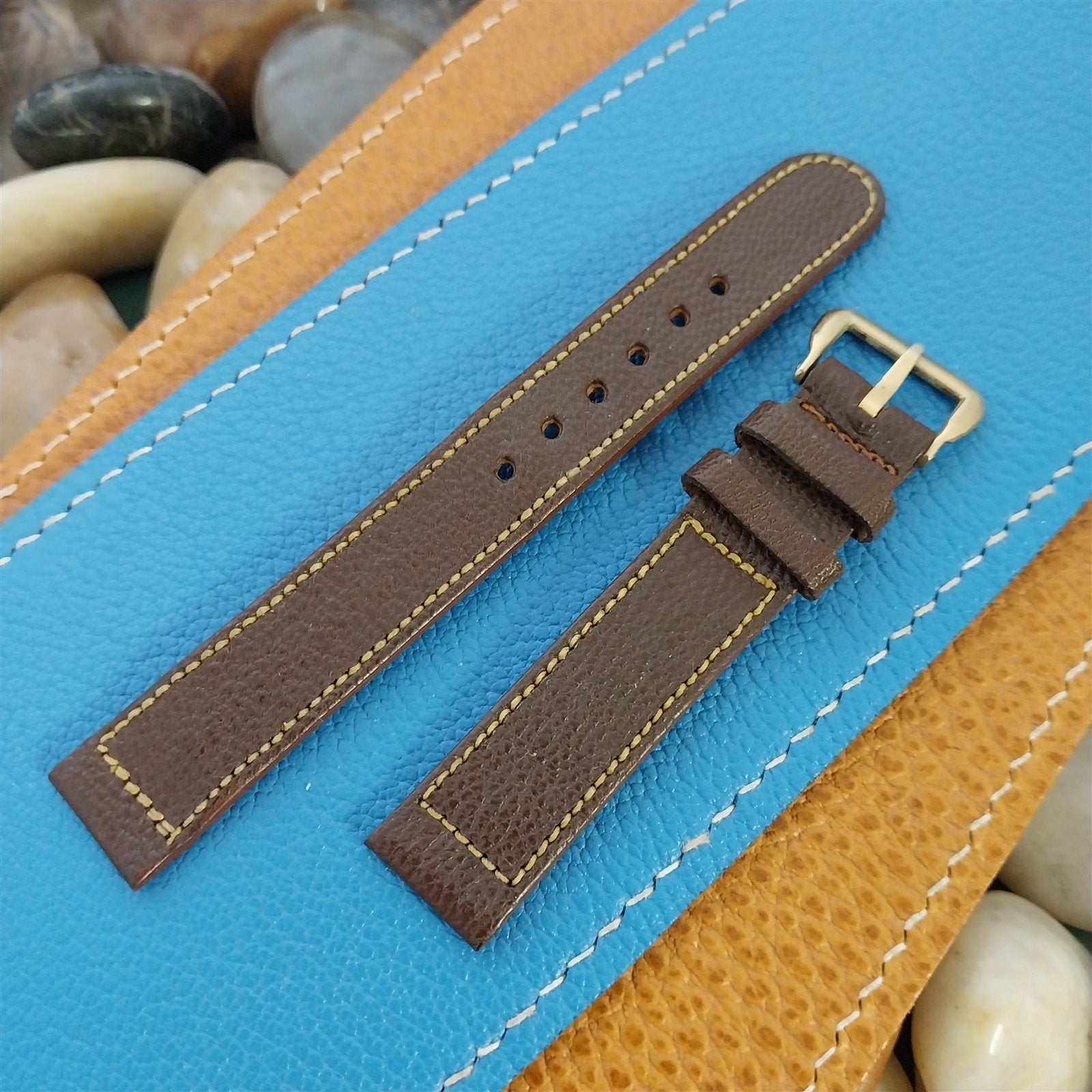 Vintage 14mm 1940s-1950s Morocco Tapered Leather Unused Classic Watch Band