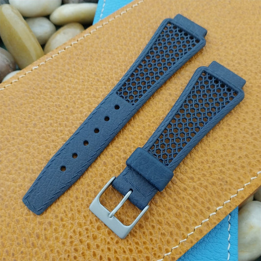 18mm Blue Perforated Classic Swiss Diver nos Unused 1970s Vintage Watch Band