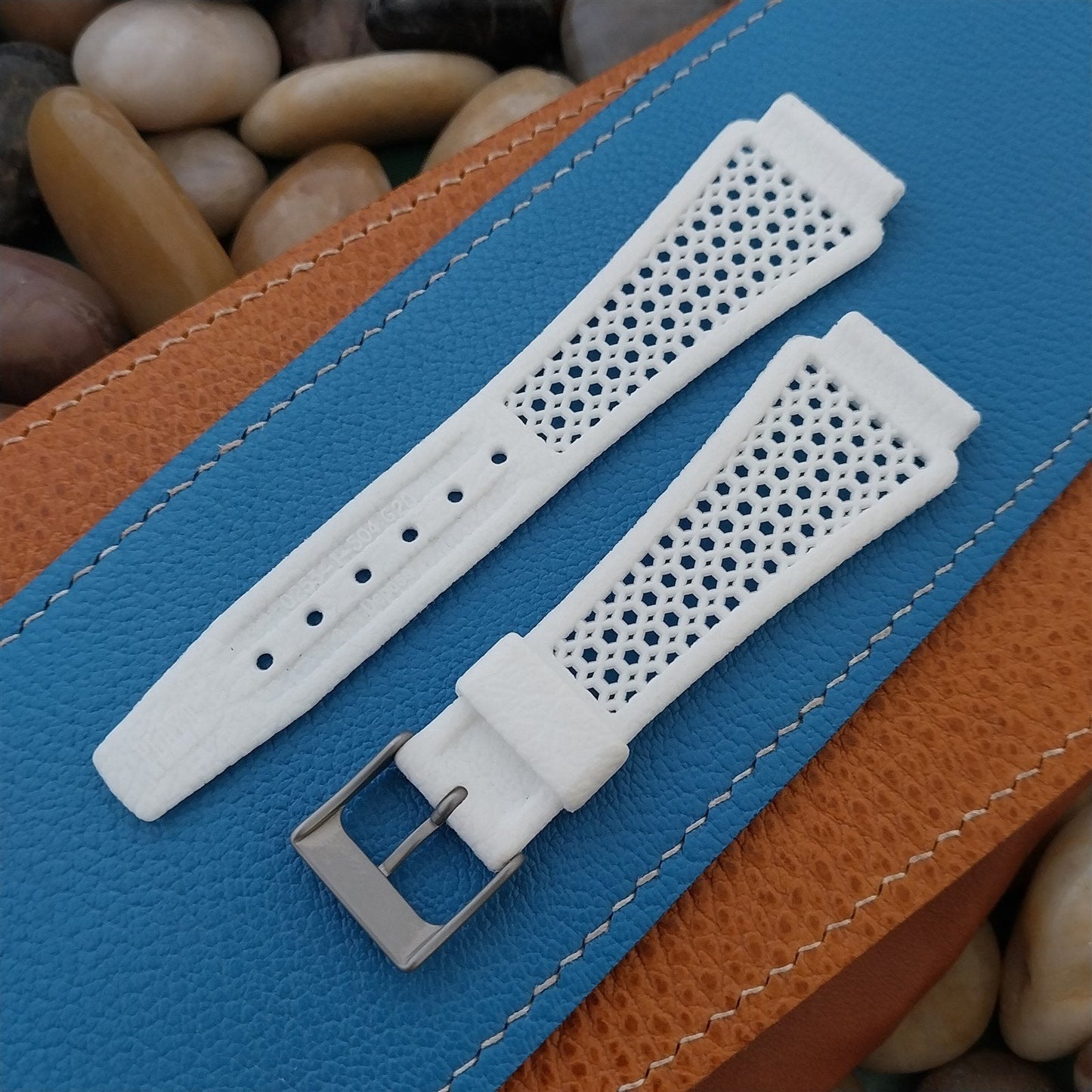 20mm White Diver Strap & Bead Blasted Buckle Swiss 1960s Vintage Watch Band