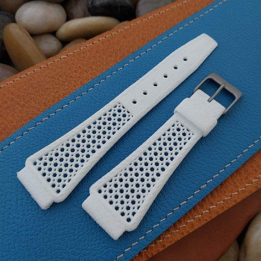 20mm White Diver Strap & Bead Blasted Buckle Swiss 1960s Vintage Watch Band