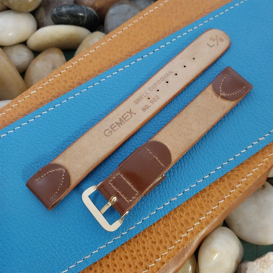 16mm Brown Shell Cordovan Long Gemex Classic 1950s nos Unused Vintage Watch Band