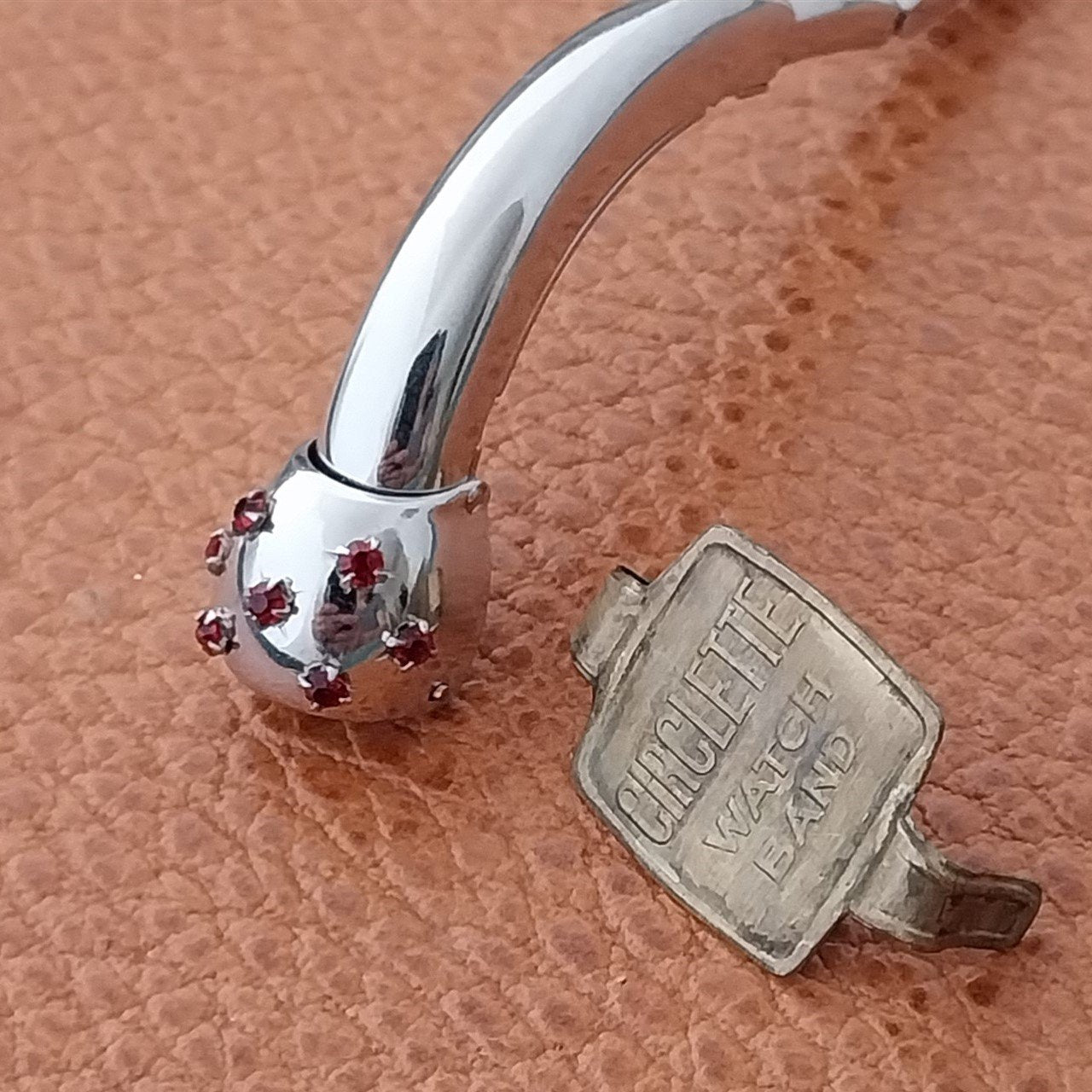 1950s Kreisler Ladies Gold-Filled & Red Rhinestone Cocktail Vintage Watch Band