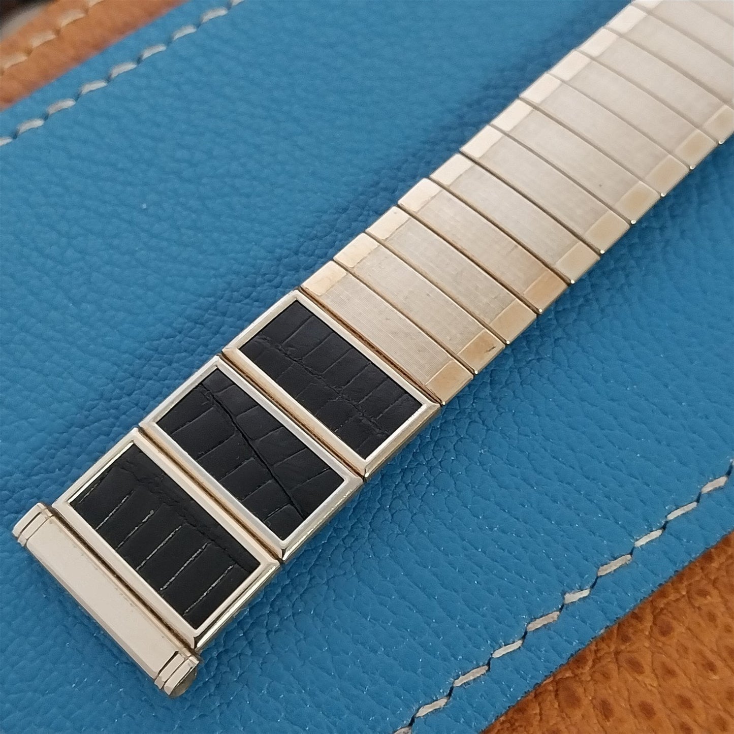 Gold Filled & Alligator Mid Century Gemex Wide Unused 1950s Vintage Watch Band