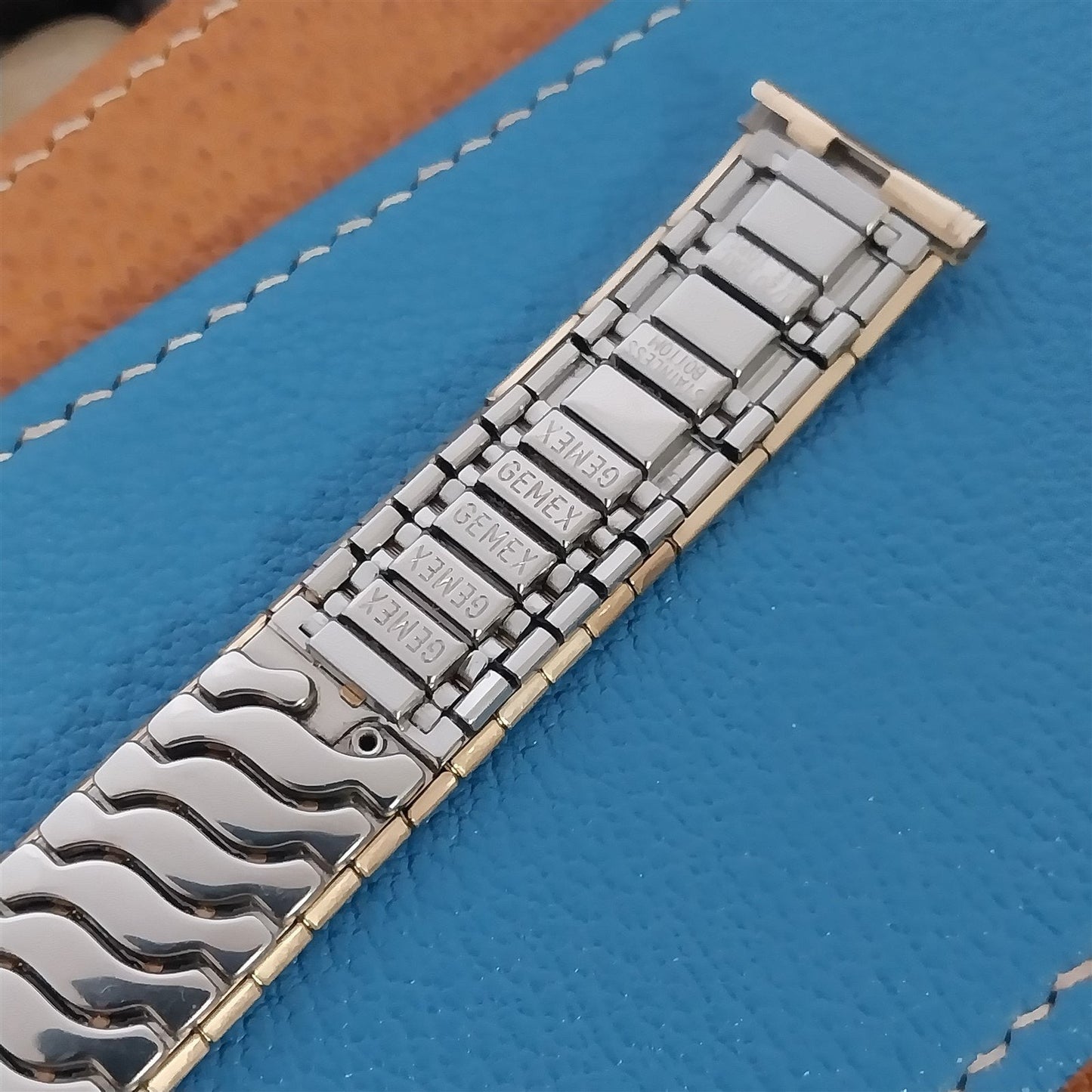 Gold Filled & Alligator Mid Century Gemex Wide Unused 1950s Vintage Watch Band