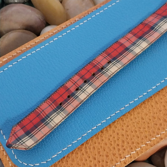 19mm Blue & Red Tartan Plaid Classic Unused Classic nos 1950s Vintage Watch Band