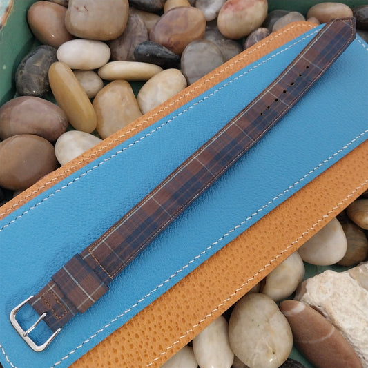 19mm Blue Tartan Plaid Classic Unused Classic nos 1950s Vintage Watch Band