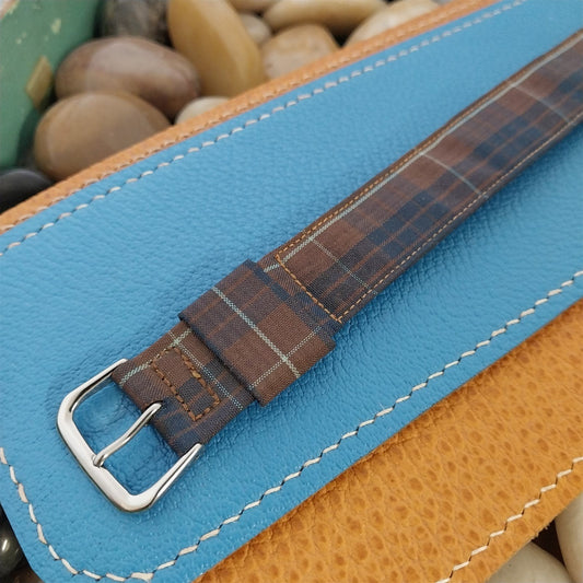 19mm Blue Tartan Plaid Classic Unused Classic nos 1950s Vintage Watch Band