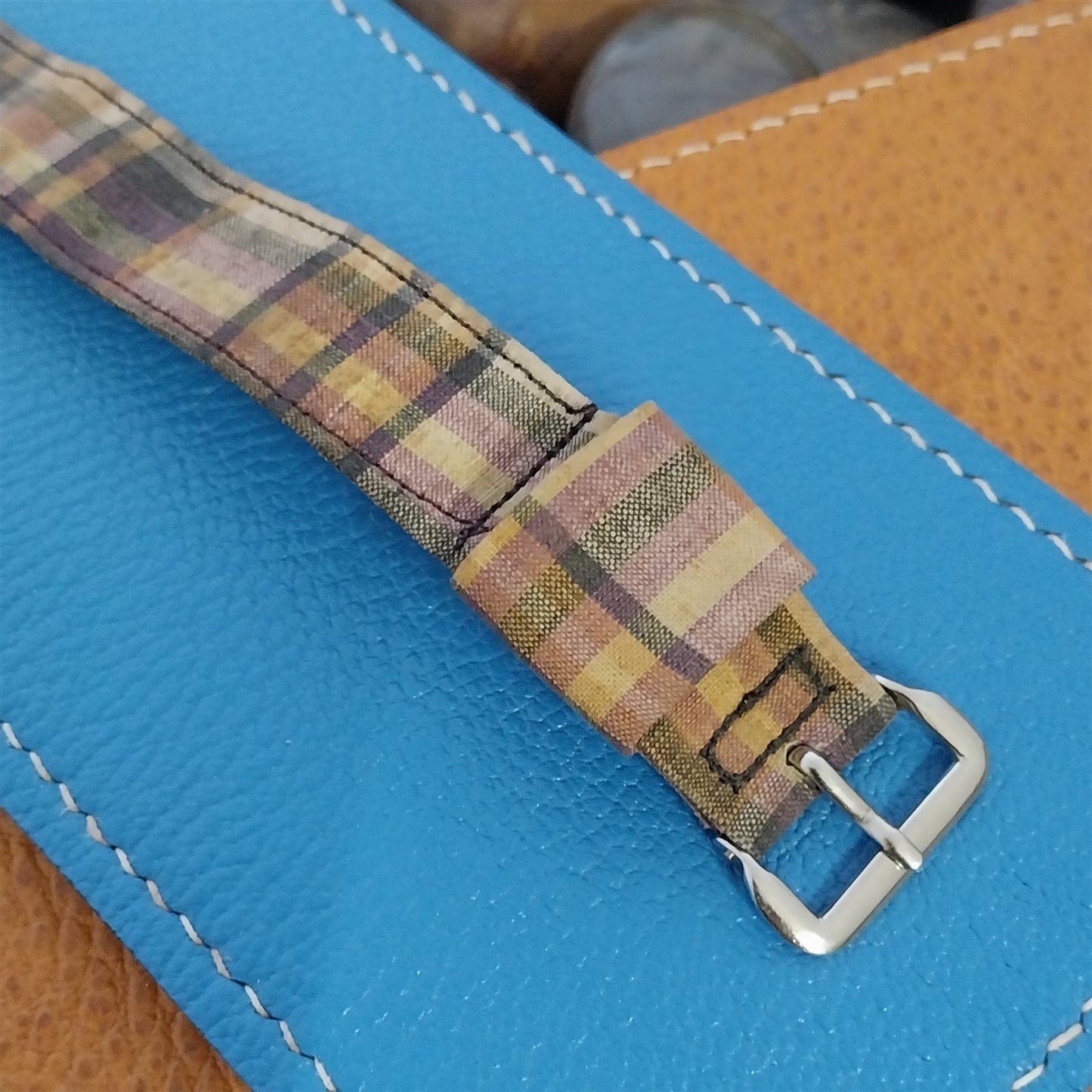 17.2mm Pastel Madras Plaid Classic Unused Classic 1950s Vintage Watch Band