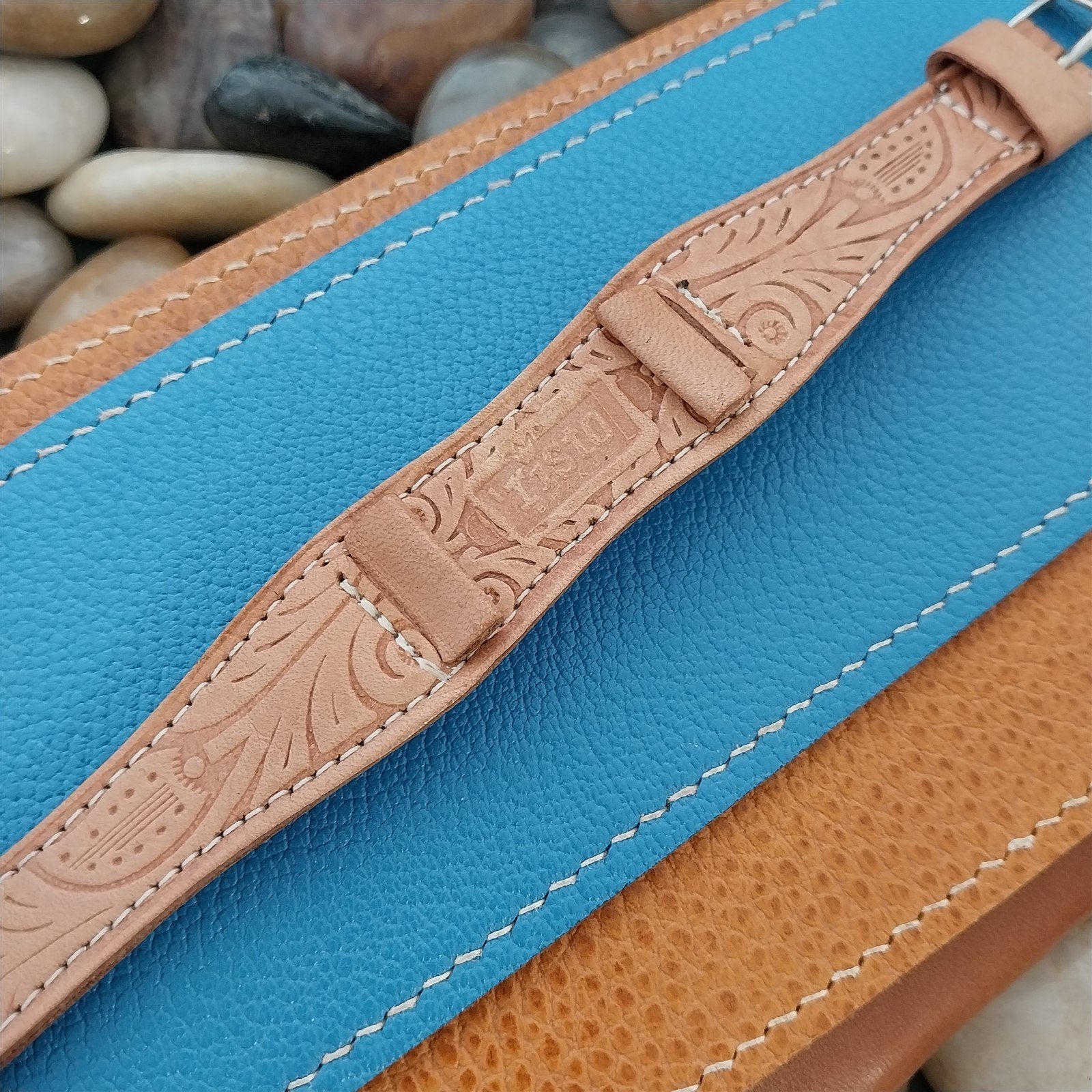 17.2mm 11/16" Vintage Natural Leather Classic Cuff 1960s Unused Watch Band