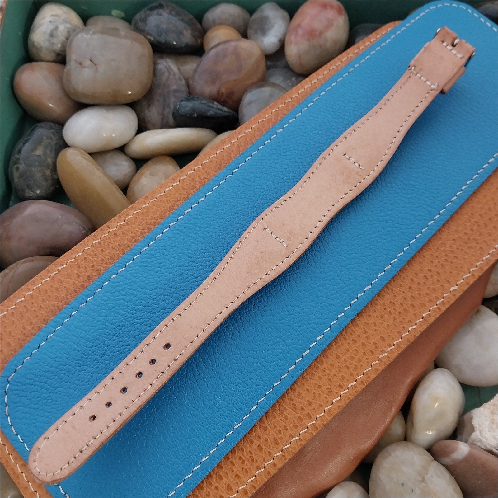 17.2mm 11/16" Vintage Natural Leather Classic Cuff 1960s Unused Watch Band