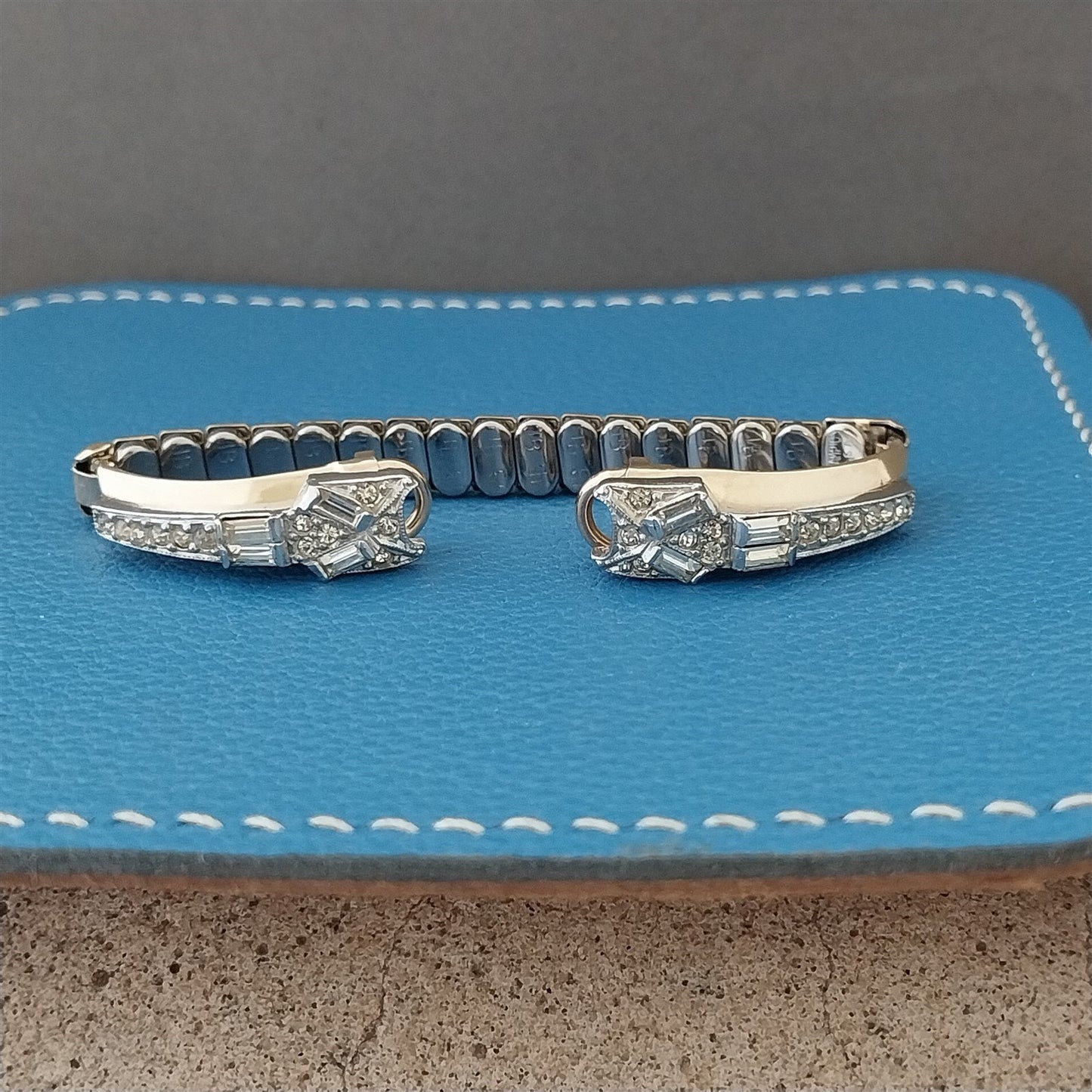 1950s Unused Ladies Yellow Gold-Filled & Rhinestones Cocktail Vintage Watch Band