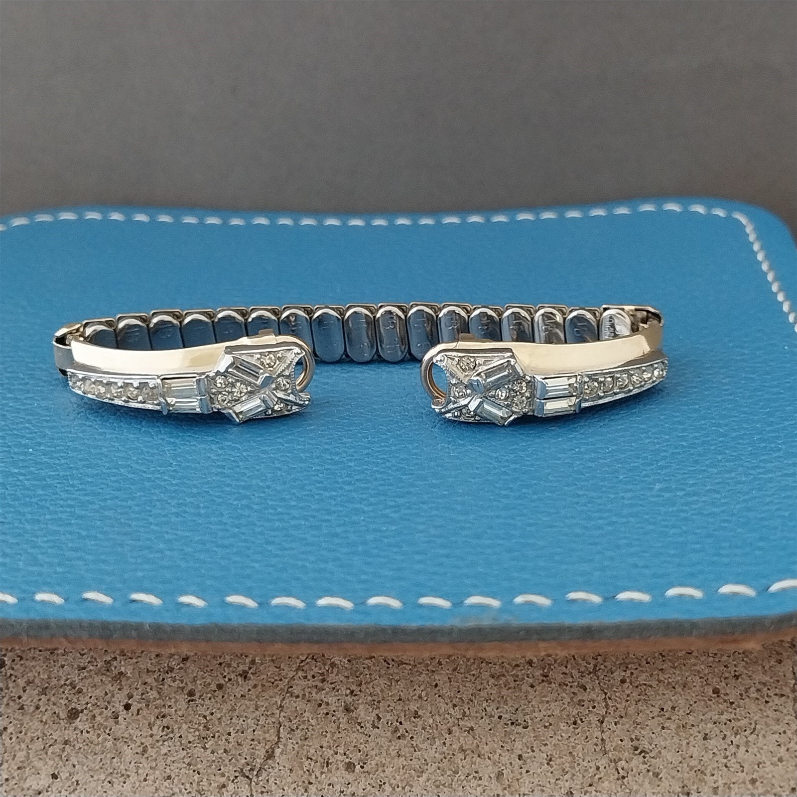 1950s Unused Ladies Yellow Gold-Filled & Rhinestones Cocktail Vintage Watch Band