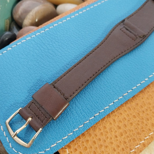 18mm Vintage Long Brown Calfskin Leather Classic Cuff 1970s Unused Watch Band