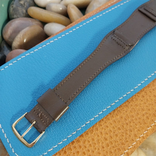 18mm 1970s Classic Cuff Vintage Long Brown Mormac Calf Leather Unused Watch Band