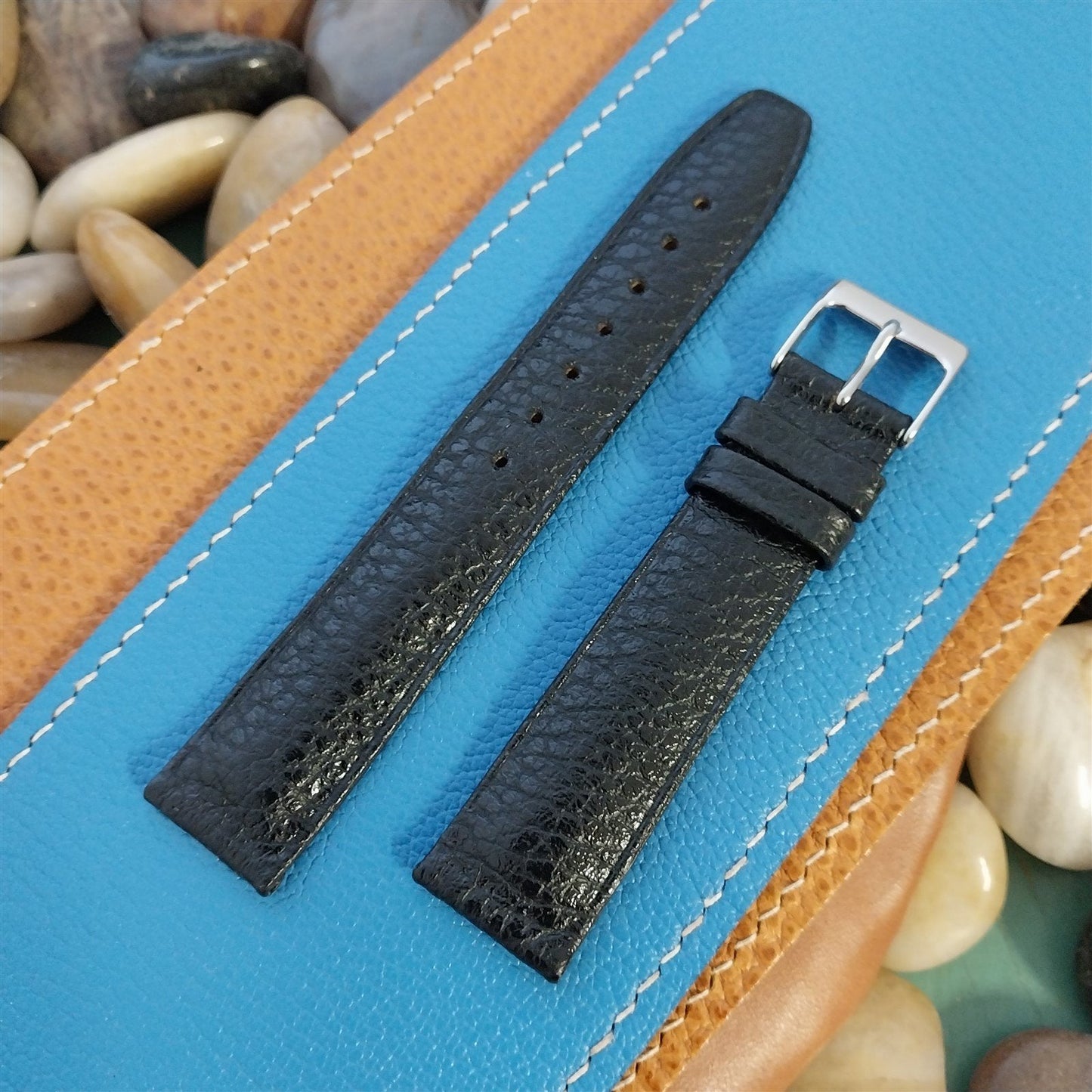 18mm Hirsch Arizona Black Leather Tapered 18/16 Unused NOS Vintage Watch Band