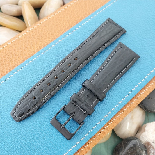 20mm Hirsch Atlantis Black Shark Grain Leather Unused Tapered 20/16 Watch Band