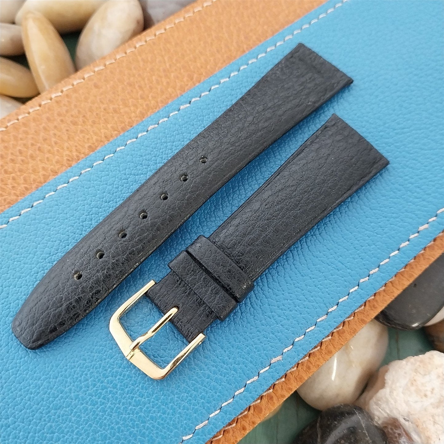 18mm Hirsch Arizona Black Leather Tapered 18/16 Unused NOS Vintage Watch Band