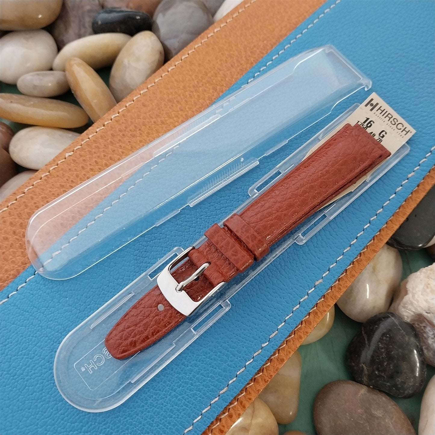 16mm Hirsch Arizona Brown Leather Tapered 16/14 Unused NOS Vintage Watch Band