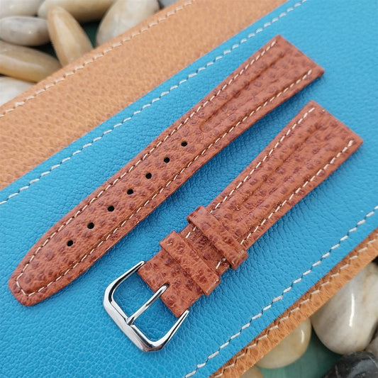 20mm Hirsch Gaucho Brown Leather Ridged Tapered 20/16 Unused Vintage Watch Band