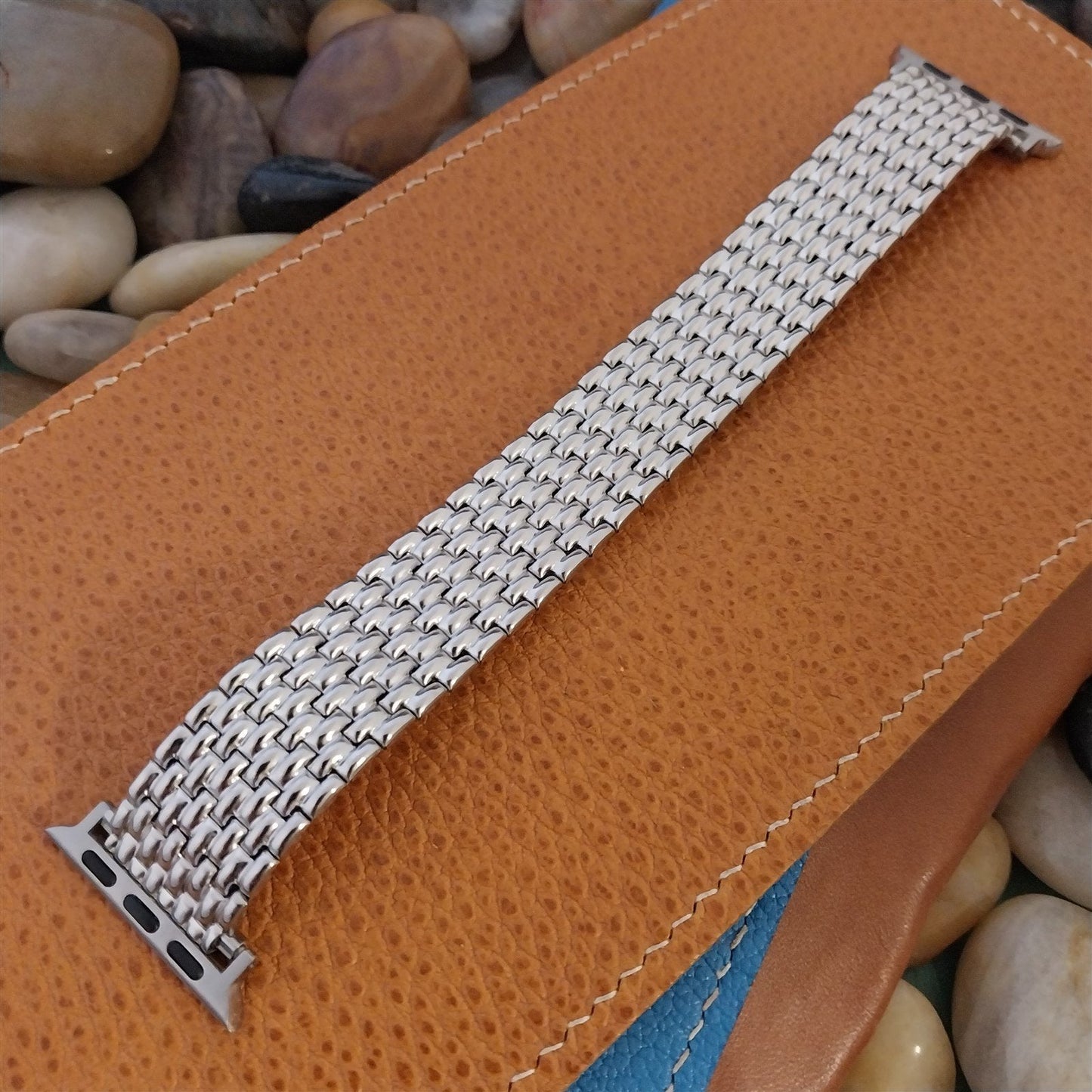 Vintage Beads of Rice Stainless Speidel Stretch Watch Band for 38mm Apple Watch