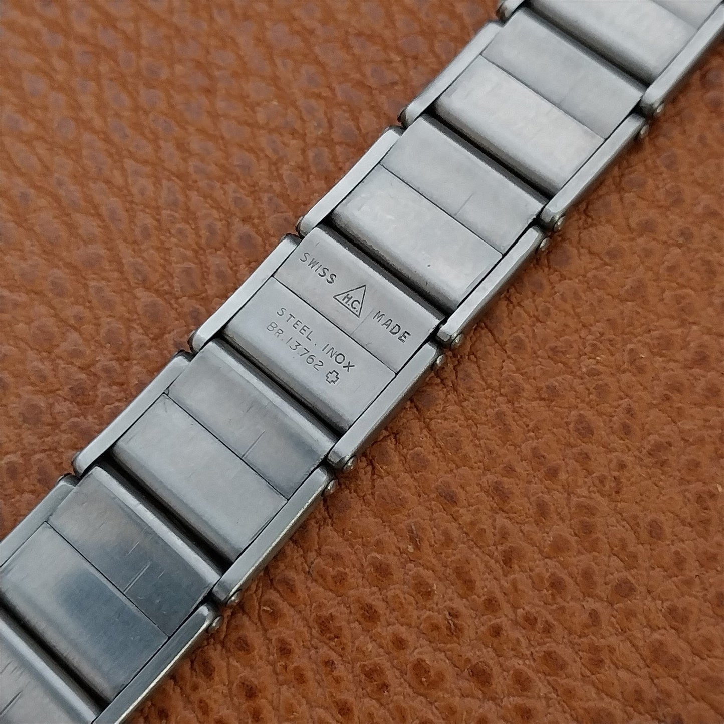 Vintage 20mm 19mm HC Rivet Link Swiss Stainless Steel Classic 1960s Watch Band