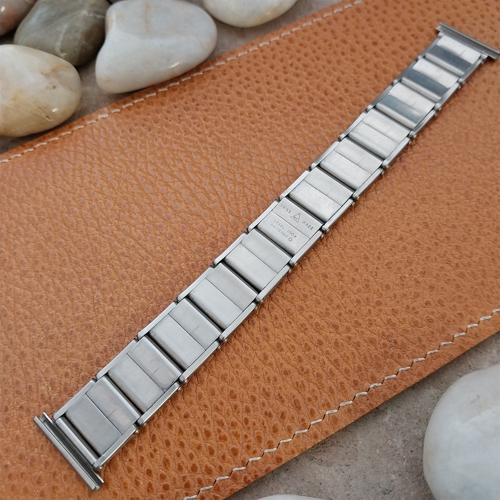 Vintage 20mm 19mm HC Rivet Link Swiss Stainless Steel Classic 1960s Watch Band