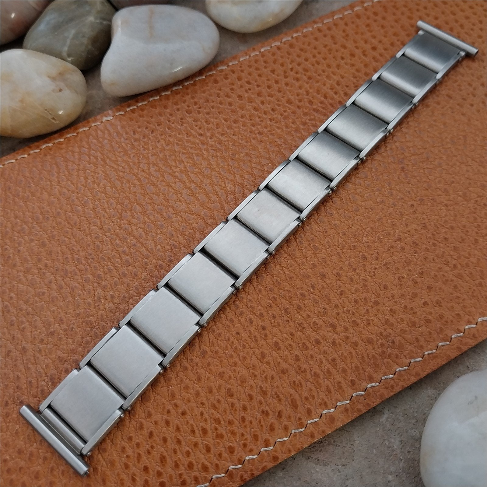 Vintage 20mm 19mm HC Rivet Link Swiss Stainless Steel Classic 1960s Watch Band